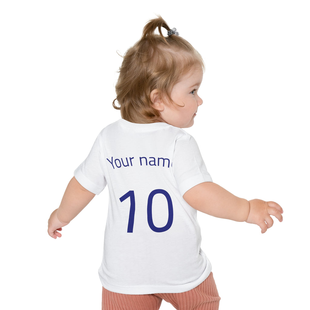 Baby Brasil Soccer Jersey Tee — Custom Name & Number (Brazil Crest)