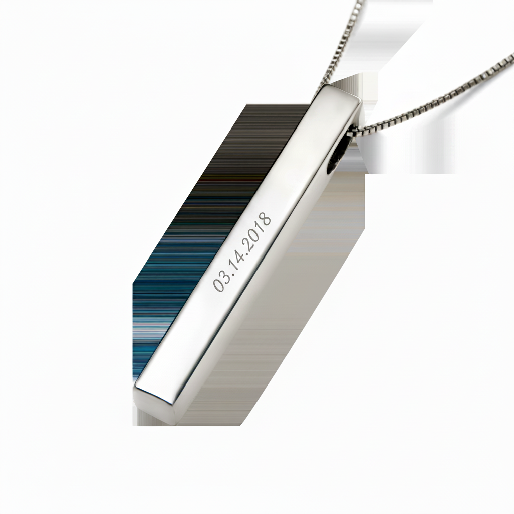 Engravable Vertical Name Bar Pendant — Custom Date/Name Vertical ID Necklace, Father's Day gift, Birthday gift