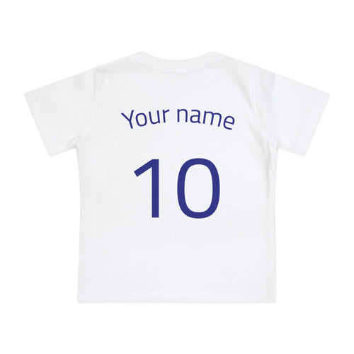 Baby Brasil Soccer Jersey Tee — Custom Name & Number (Brazil Crest)