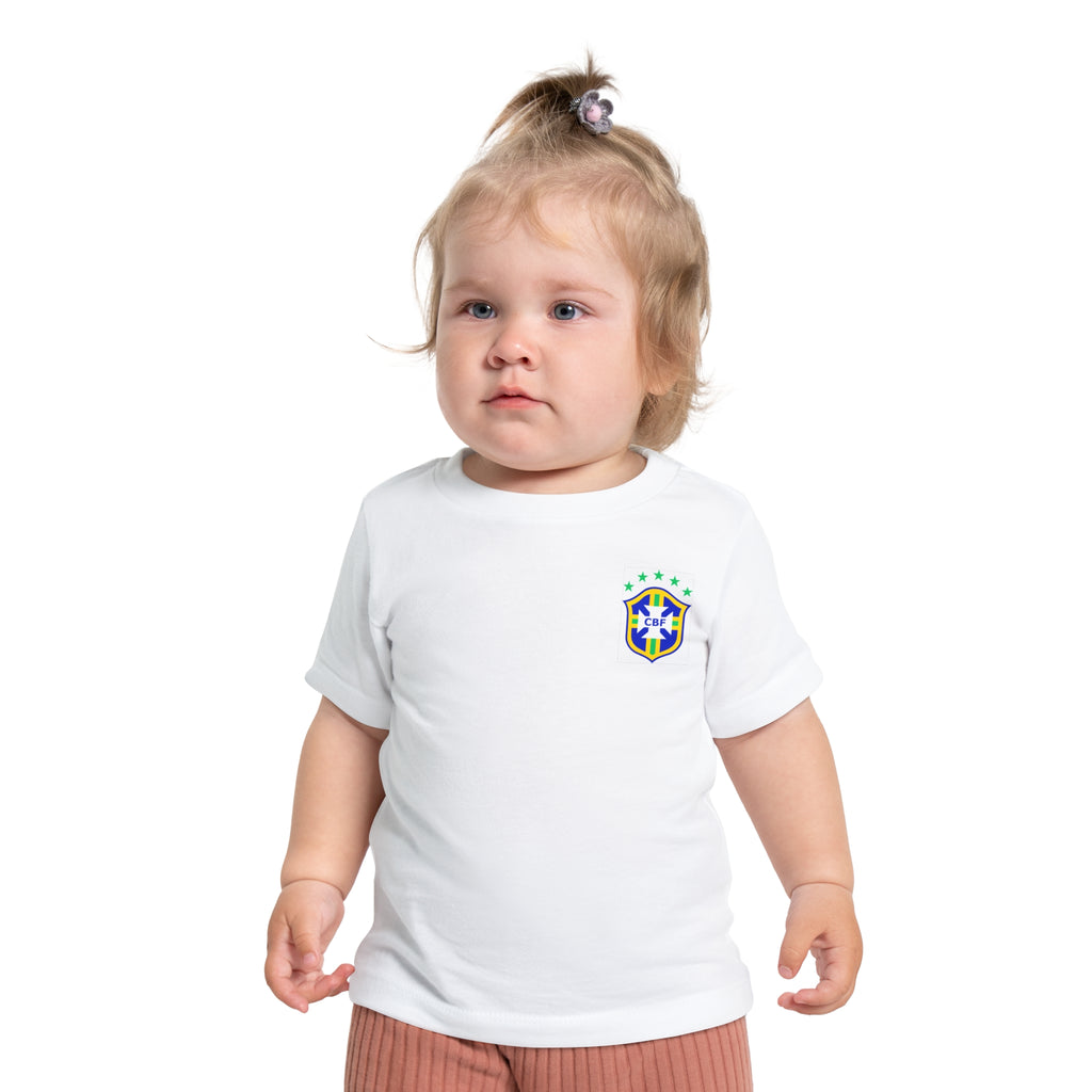 Baby Brasil Soccer Jersey Tee — Custom Name & Number (Brazil Crest)