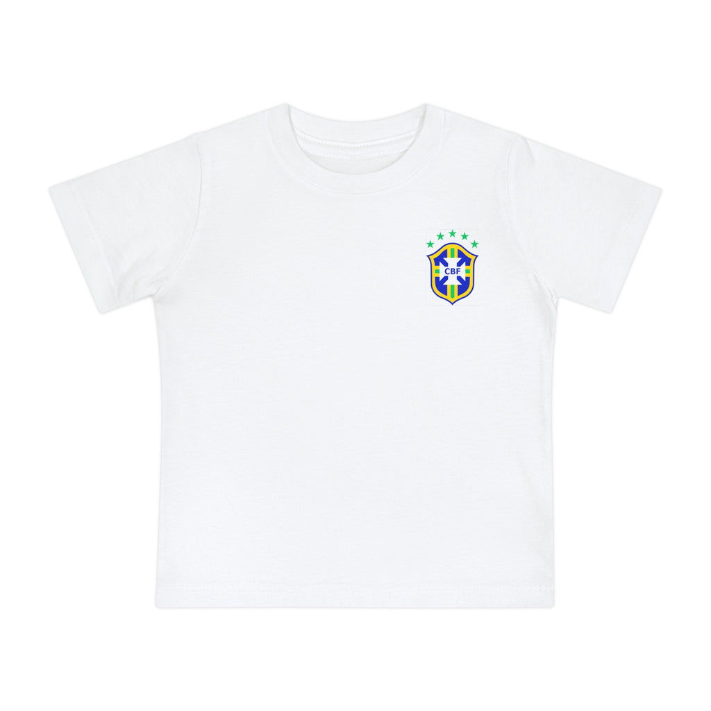 Baby Brasil Soccer Jersey Tee — Custom Name & Number (Brazil Crest)